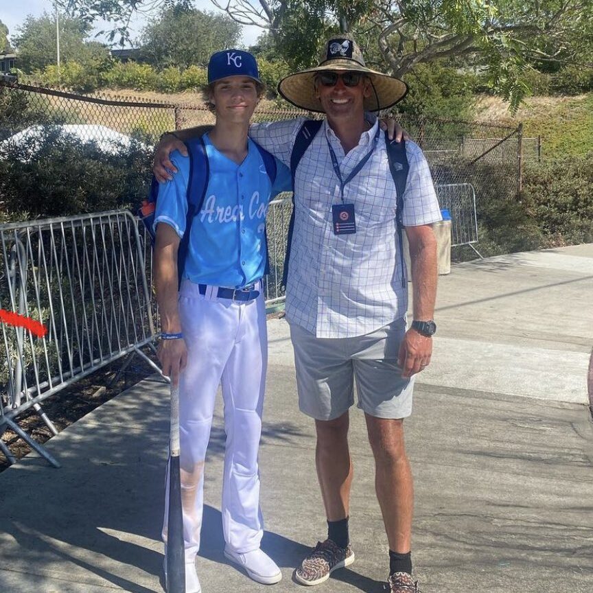 Garrett Cooper and coach James Bonnici in attendance at the 2022 Area Code Games in San Diego, CA.